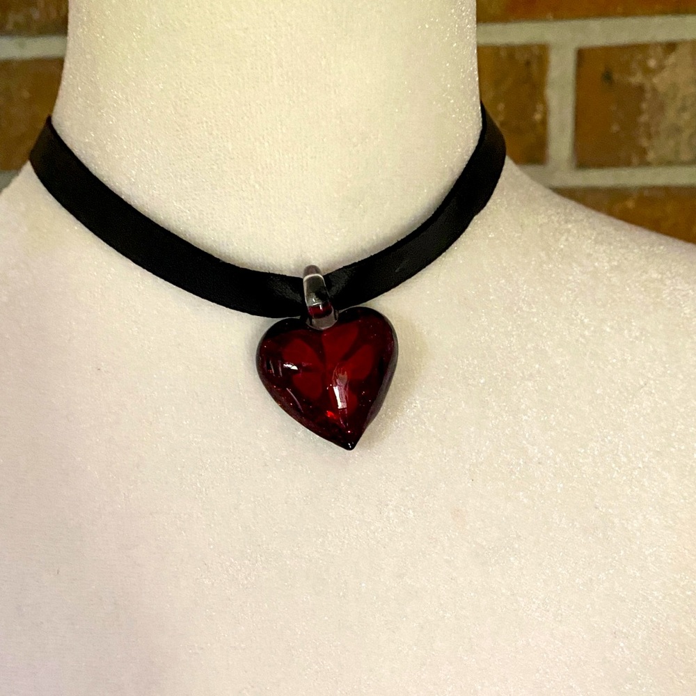 Black 🖤❤️‍🔥 Choker with Red Heart Pendant